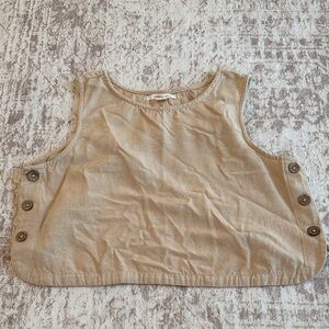O'Neill Light Tan Linen Blend Crop Top
